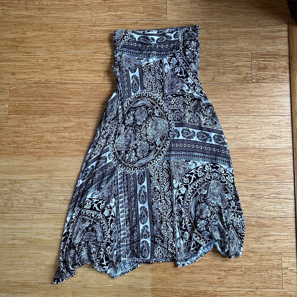 Maeve Anthropologie Knit Maxi Dress/Skirt Women's SMALL Black White Boho Artsy